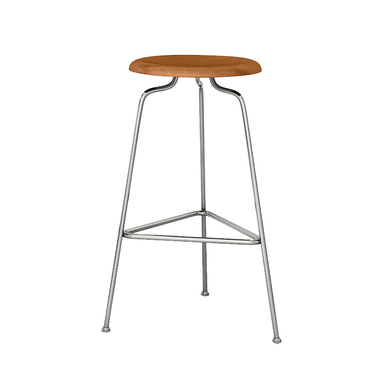 Modern Armless Backless Counter Stool Oak Wood Bar Stool with Pedal for Cafe