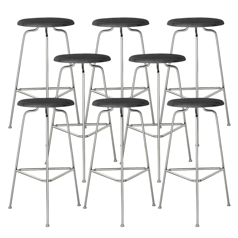 Modern Armless Backless Counter Stool Oak Wood Bar Stool with Pedal for Cafe