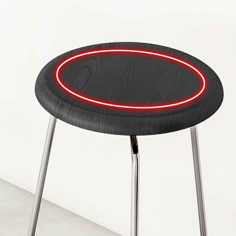 Modern Armless Backless Counter Stool Oak Wood Bar Stool with Pedal for Cafe