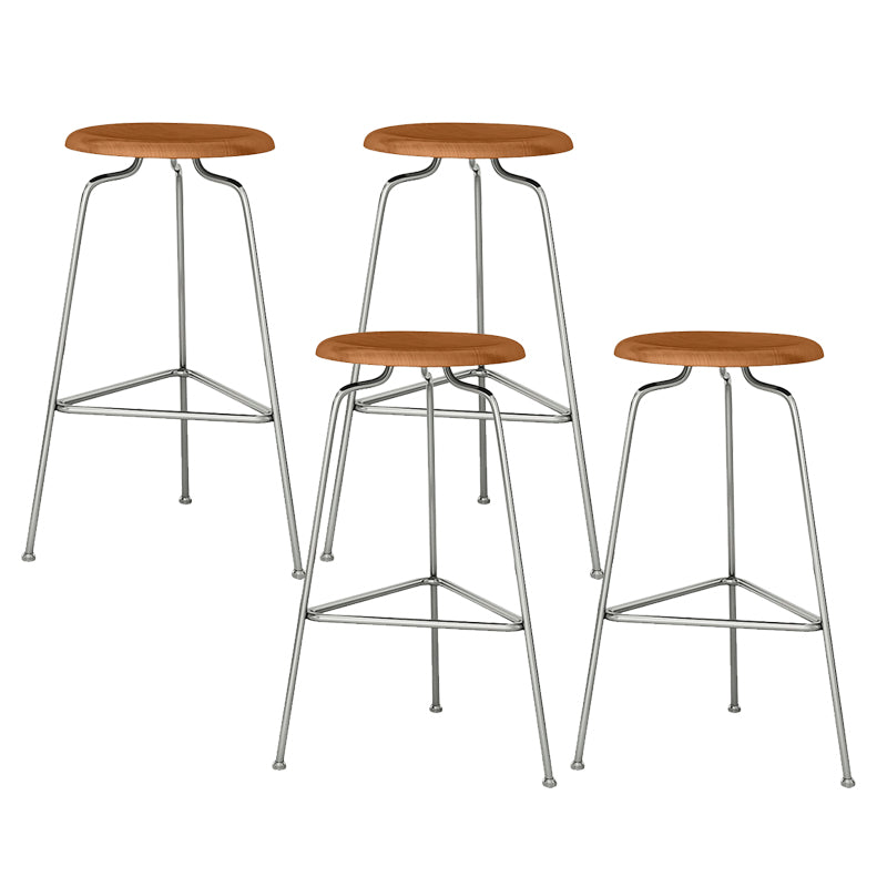Modern Armless Backless Counter Stool Oak Wood Bar Stool with Pedal for Cafe