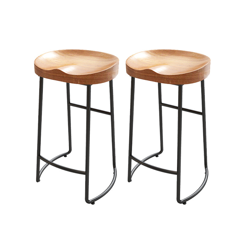 Modern Armless Backless Counter Stool Pine Wood Bar Stool with Pedal for Bar