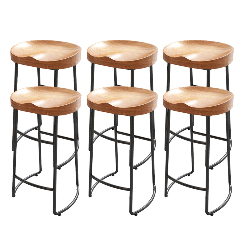 Modern Armless Backless Counter Stool Pine Wood Bar Stool with Pedal for Bar