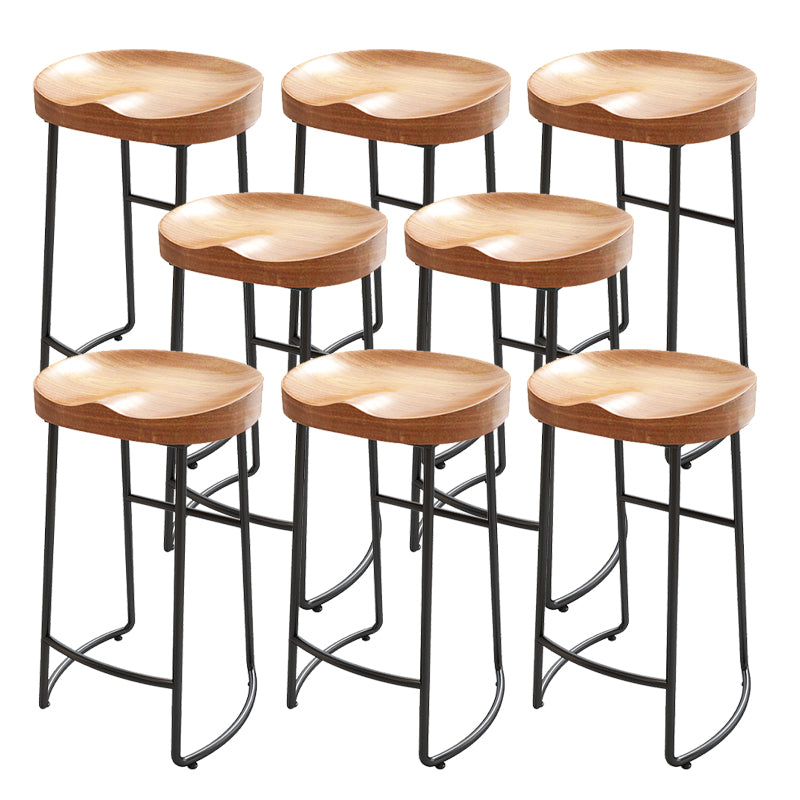 Modern Armless Backless Counter Stool Pine Wood Bar Stool with Pedal for Bar