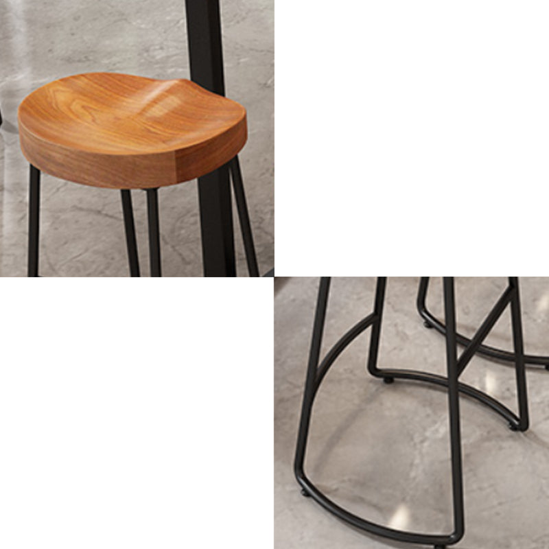 Modern Armless Backless Counter Stool Pine Wood Bar Stool with Pedal for Bar