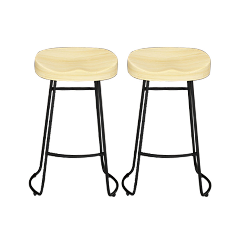Modern Armless Backless Counter Stool Pine Wood Bar Stool with Pedal for Bar