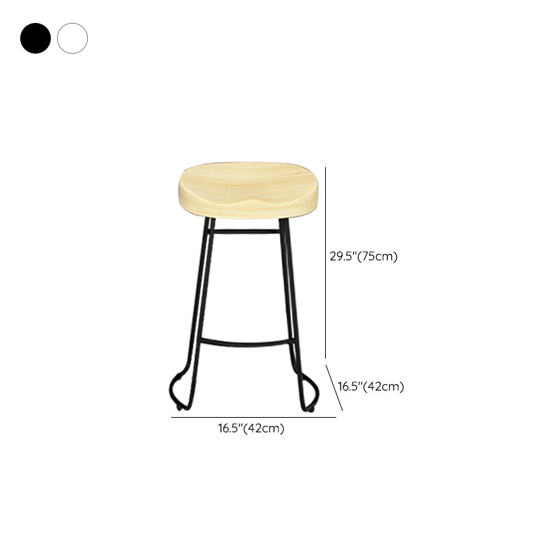 Modern Armless Backless Counter Stool Pine Wood Bar Stool with Pedal for Bar