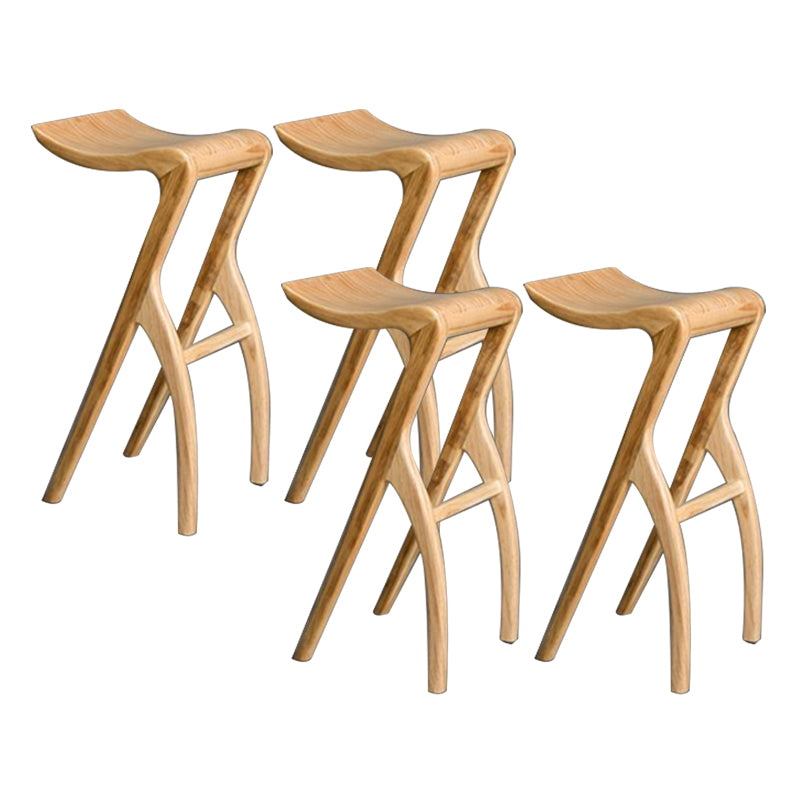 Industrial Backless Armless Counter Stool Pine Wood Bar Stool with Pedal for Bar