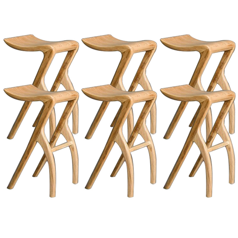 Industrial Backless Armless Counter Stool Pine Wood Bar Stool with Pedal for Bar