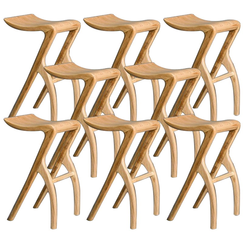 Industrial Backless Armless Counter Stool Pine Wood Bar Stool with Pedal for Bar