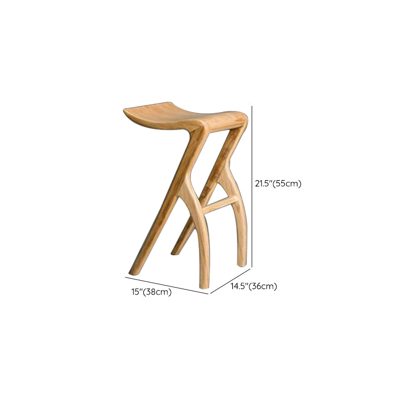 Industrial Backless Armless Counter Stool Pine Wood Bar Stool with Pedal for Bar