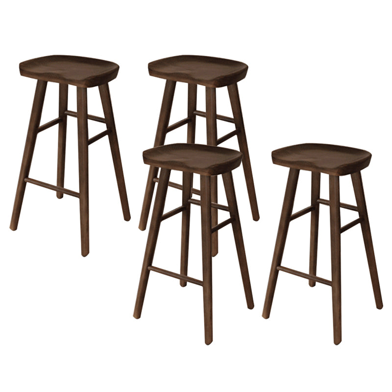 Modern Armless Backless Counter Stool Wood Bar Stool with Pedal for Indoor