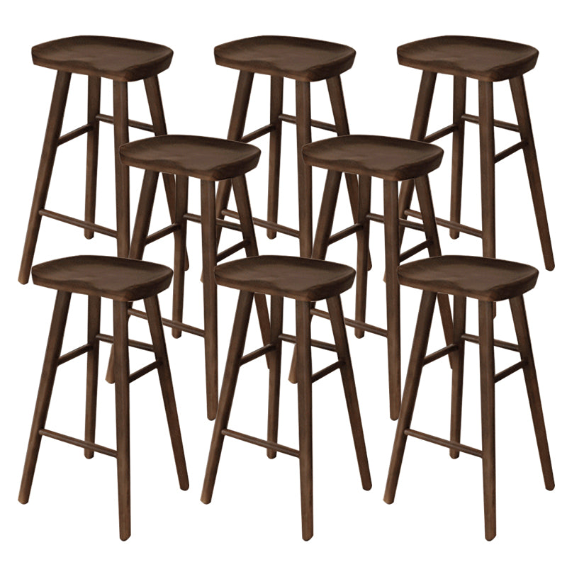 Modern Armless Backless Counter Stool Wood Bar Stool with Pedal for Indoor