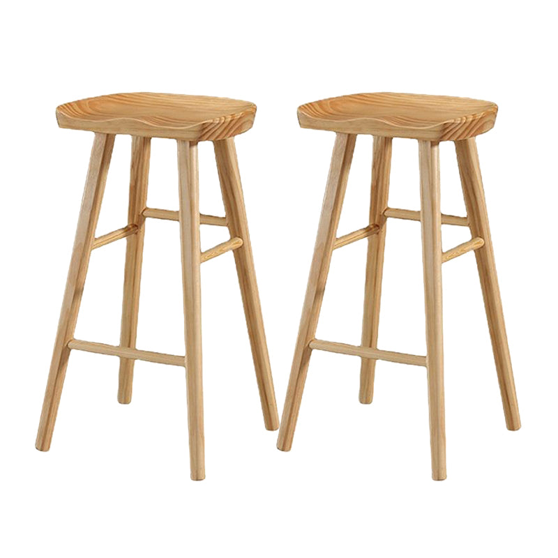 Modern Armless Backless Counter Stool Wood Bar Stool with Pedal for Indoor