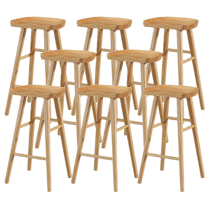Modern Armless Backless Counter Stool Wood Bar Stool with Pedal for Indoor