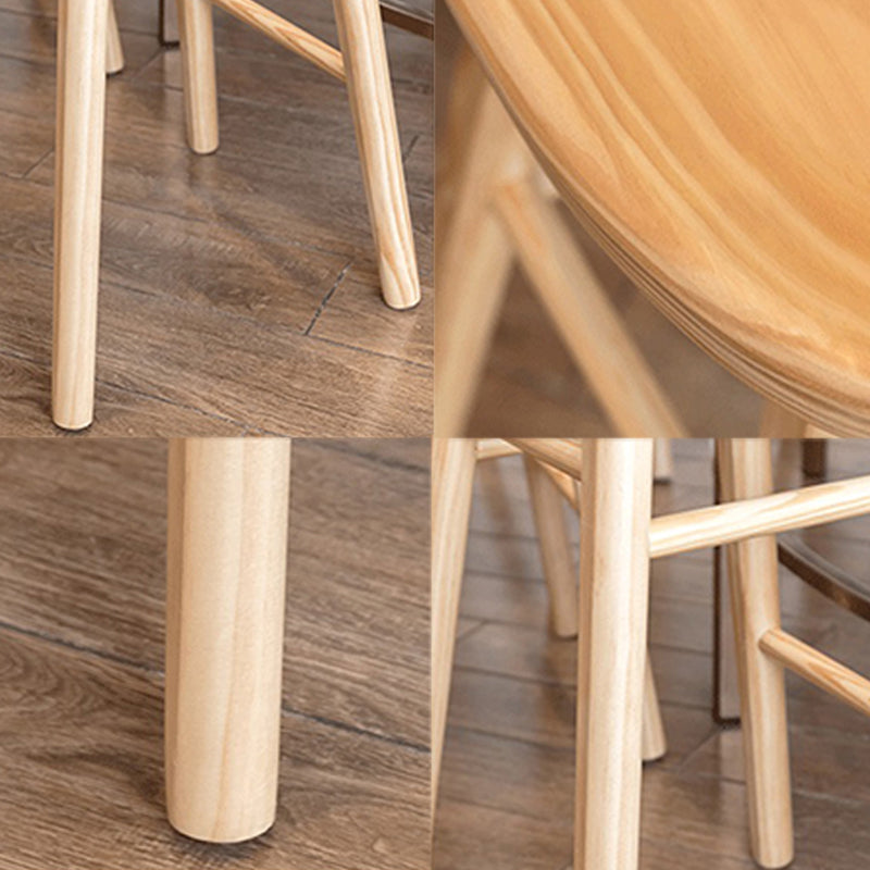 Modern Armless Backless Counter Stool Wood Bar Stool with Pedal for Indoor