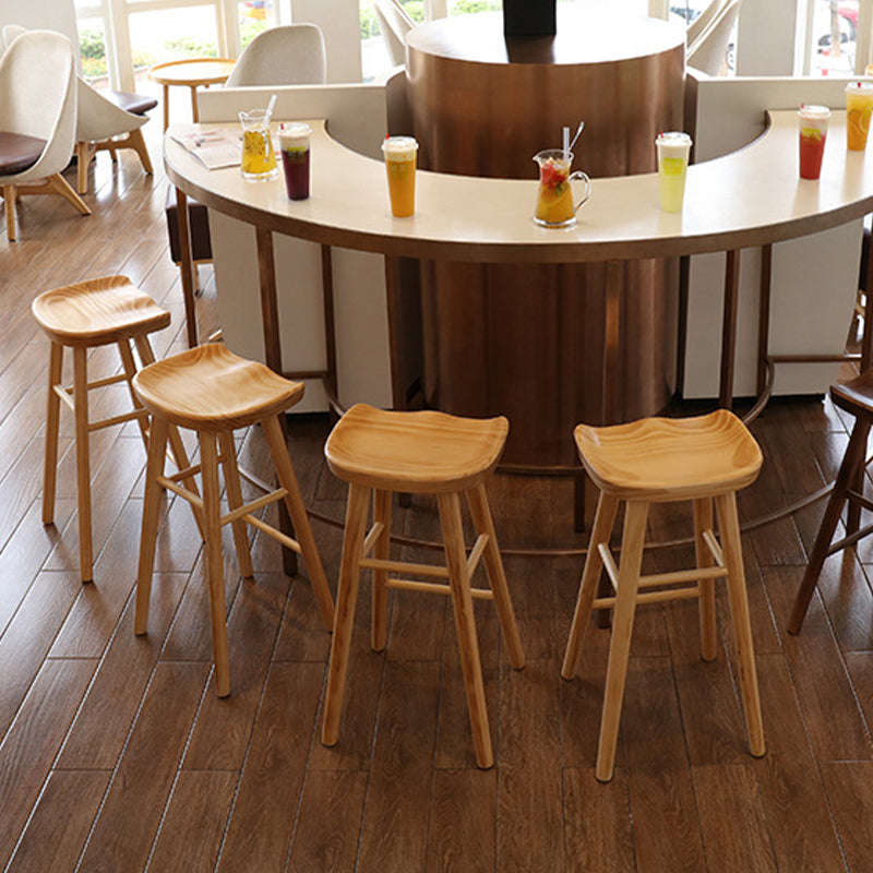 Modern Armless Backless Counter Stool Wood Bar Stool with Pedal for Indoor