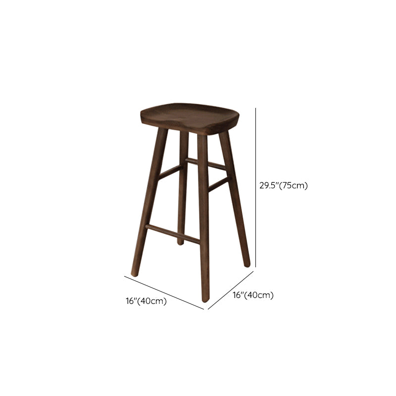 Modern Armless Backless Counter Stool Wood Bar Stool with Pedal for Indoor