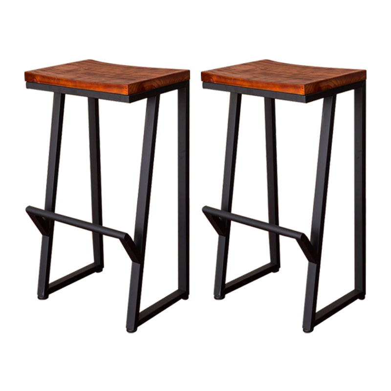 Contemporary Wood Dining Stools Armless Bar Stools with Footrest