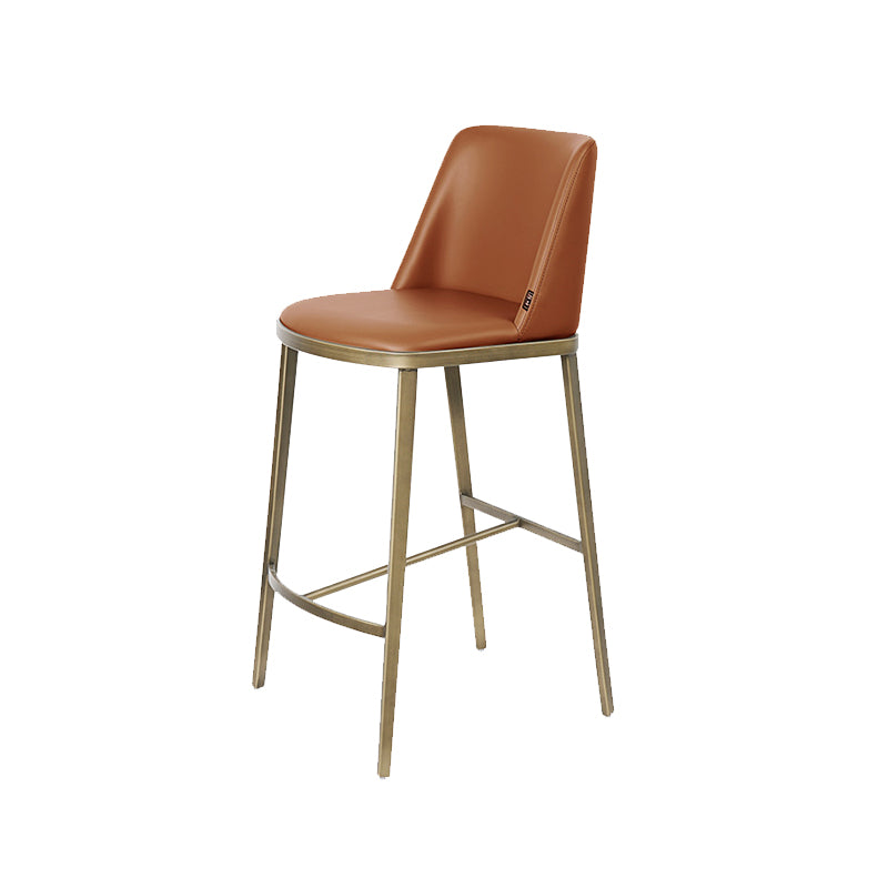 Glam Leather Bar Stool Backrest Gold Frame Counter Stool for Bristol