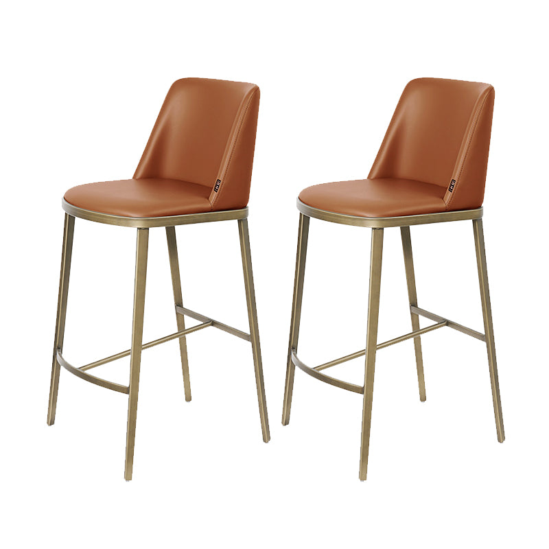 Glam Leather Bar Stool Backrest Gold Frame Counter Stool for Bristol