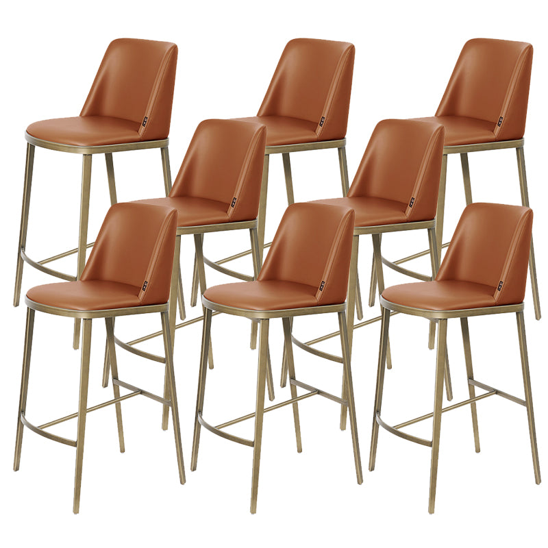 Glam Leather Bar Stool Backrest Gold Frame Counter Stool for Bristol