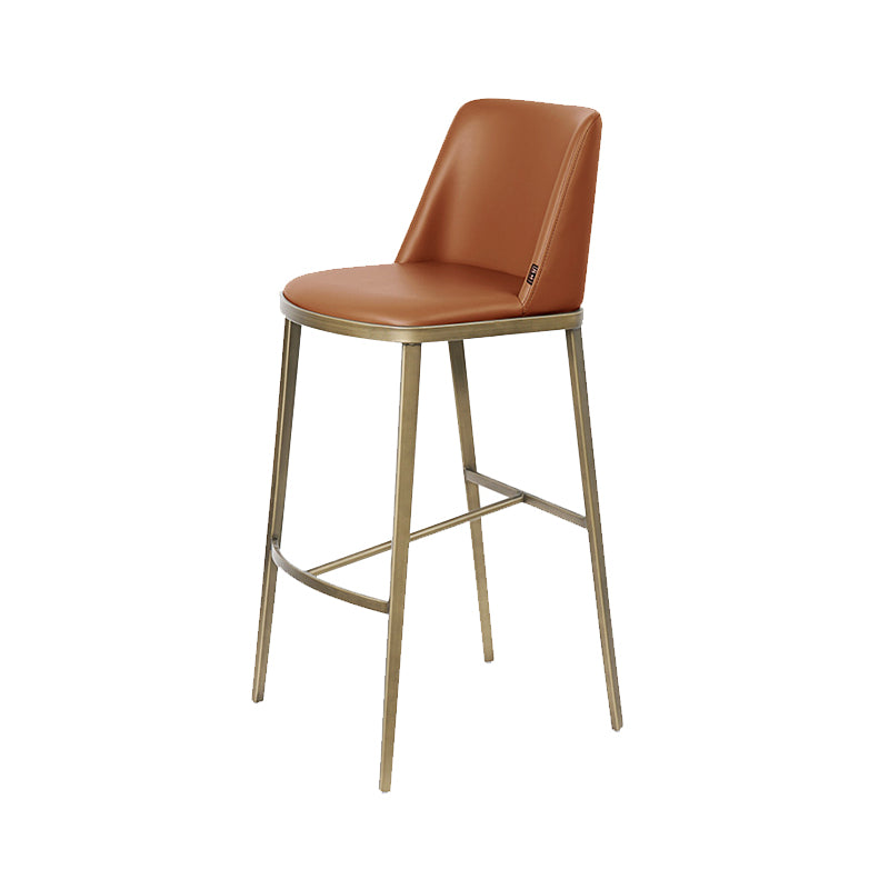 Glam Leather Bar Stool Backrest Gold Frame Counter Stool for Bristol
