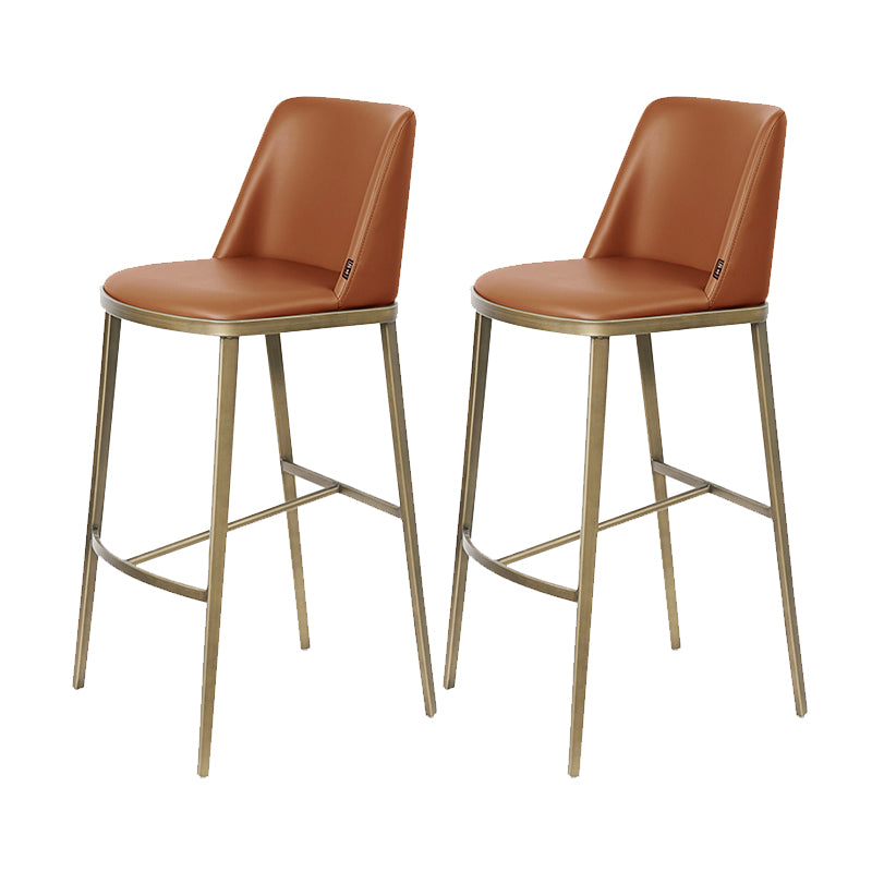Glam Leather Bar Stool Backrest Gold Frame Counter Stool for Bristol