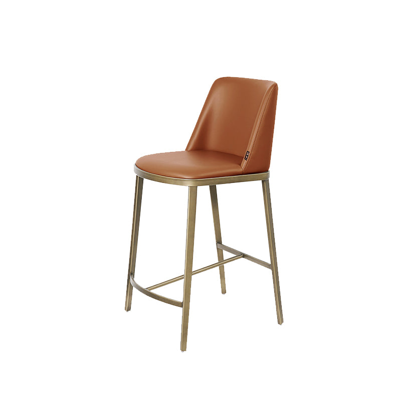 Glam Leather Bar Stool Backrest Gold Frame Counter Stool for Bristol