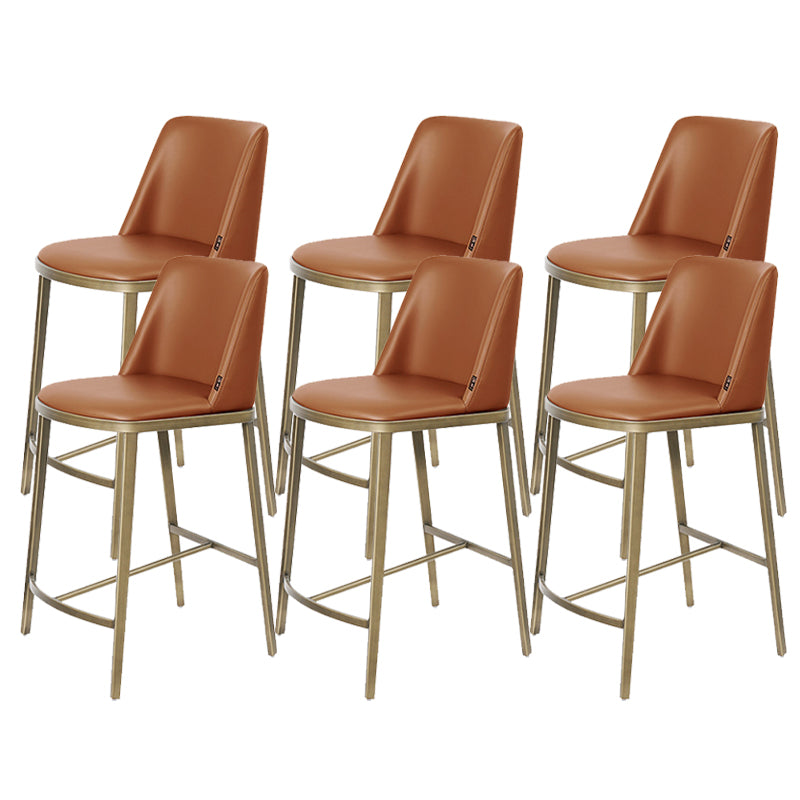 Glam Leather Bar Stool Backrest Gold Frame Counter Stool for Bristol