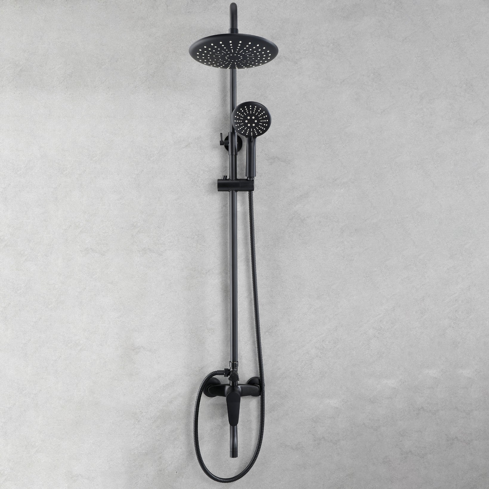 Modern Black Shower System Rain Massage Jet Lever Handle  Shower Trim