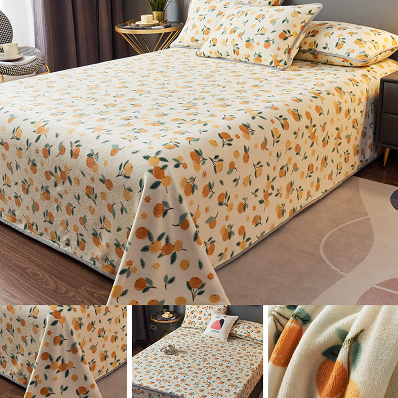 One Piece Sheet Printed Polyester Fade Resistant Breathable Flannel Bed Sheet