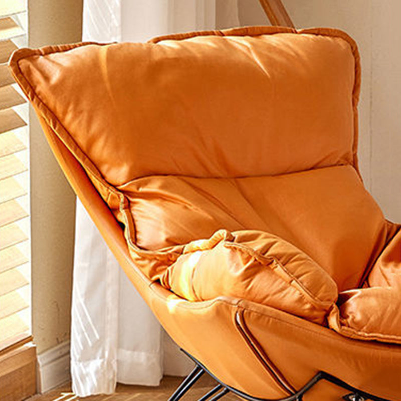 Contemporary Rocking Chair Plain Water Resistant Faux Leather Glider Chair with Ottoman