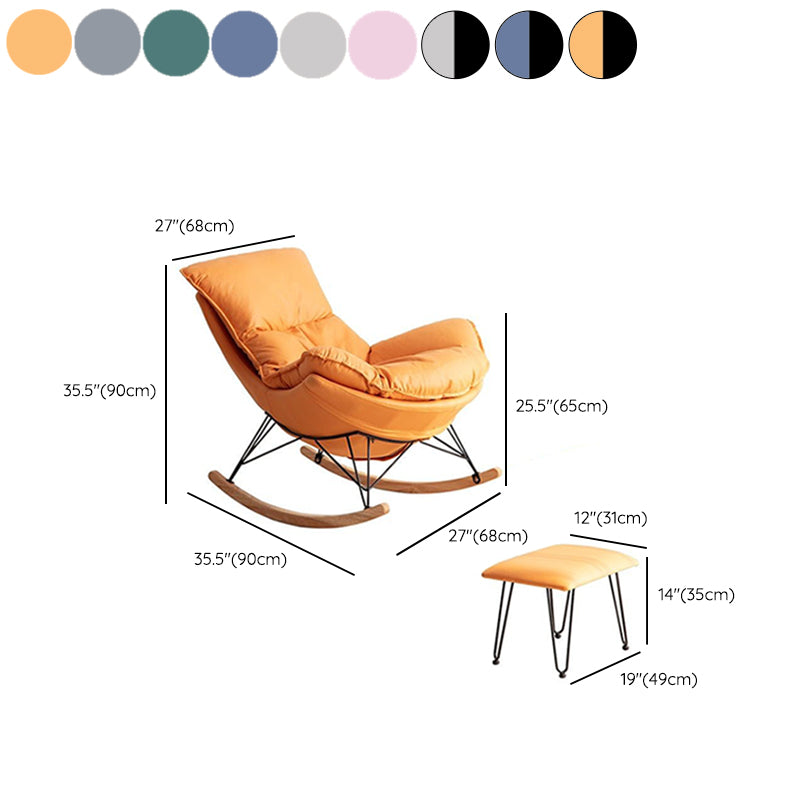 Contemporary Rocking Chair Plain Water Resistant Faux Leather Glider Chair with Ottoman