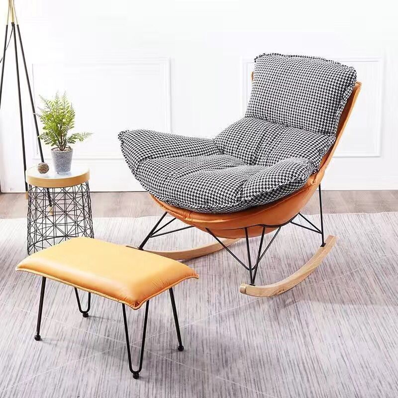Contemporary Rocking Chair Cotton Upholstered Tufted Tear Resistant Baby Rocking Chair