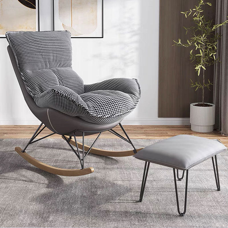 Contemporary Rocking Chair Cotton Upholstered Tufted Tear Resistant Baby Rocking Chair