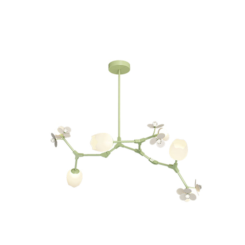 Modern Metal Ceiling Light Flower Shape Island Light with Crystal Shade for Living Room