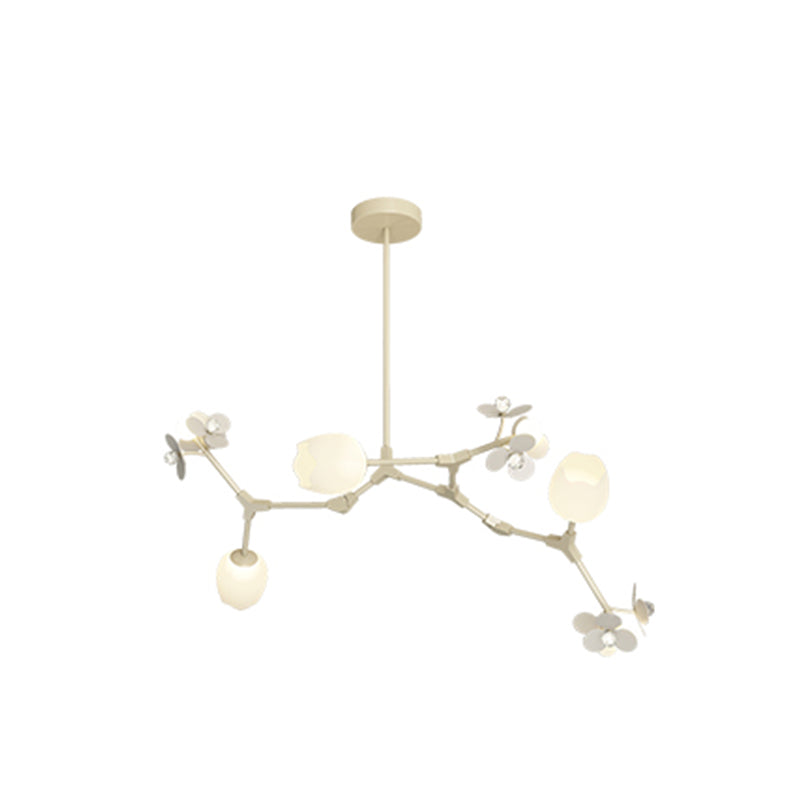 Modern Metal Ceiling Light Flower Shape Island Light with Crystal Shade for Living Room