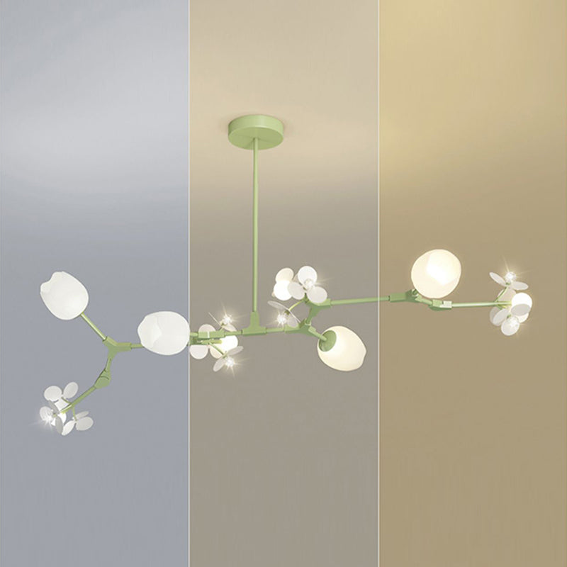 Modern Metal Ceiling Light Flower Shape Island Light with Crystal Shade for Living Room