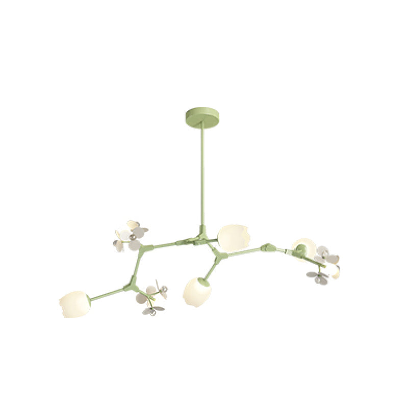 Modern Metal Ceiling Light Flower Shape Island Light with Crystal Shade for Living Room