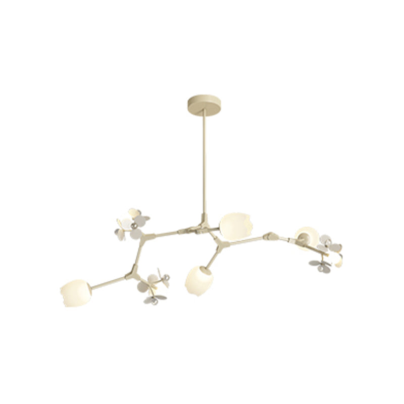 Modern Metal Ceiling Light Flower Shape Island Light with Crystal Shade for Living Room