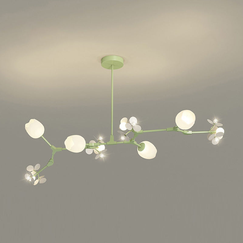 Modern Metal Ceiling Light Flower Shape Island Light with Crystal Shade for Living Room