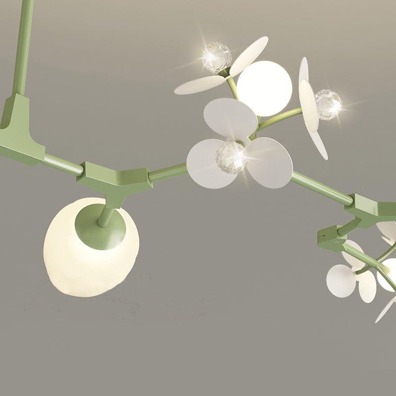 Modern Metal Ceiling Light Flower Shape Island Light with Crystal Shade for Living Room
