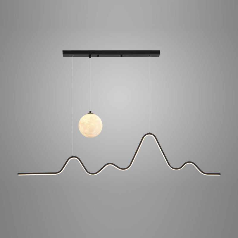Modern Metal Pendant Light Linear Shape Island Light with Silicone Shade for Living Room