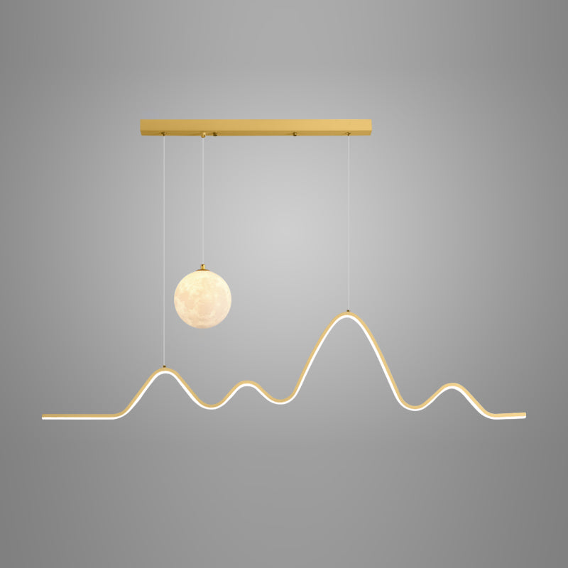 Modern Metal Pendant Light Linear Shape Island Light with Silicone Shade for Living Room