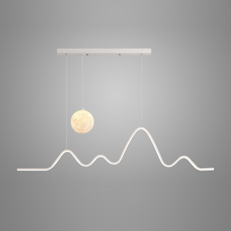 Modern Metal Pendant Light Linear Shape Island Light with Silicone Shade for Living Room