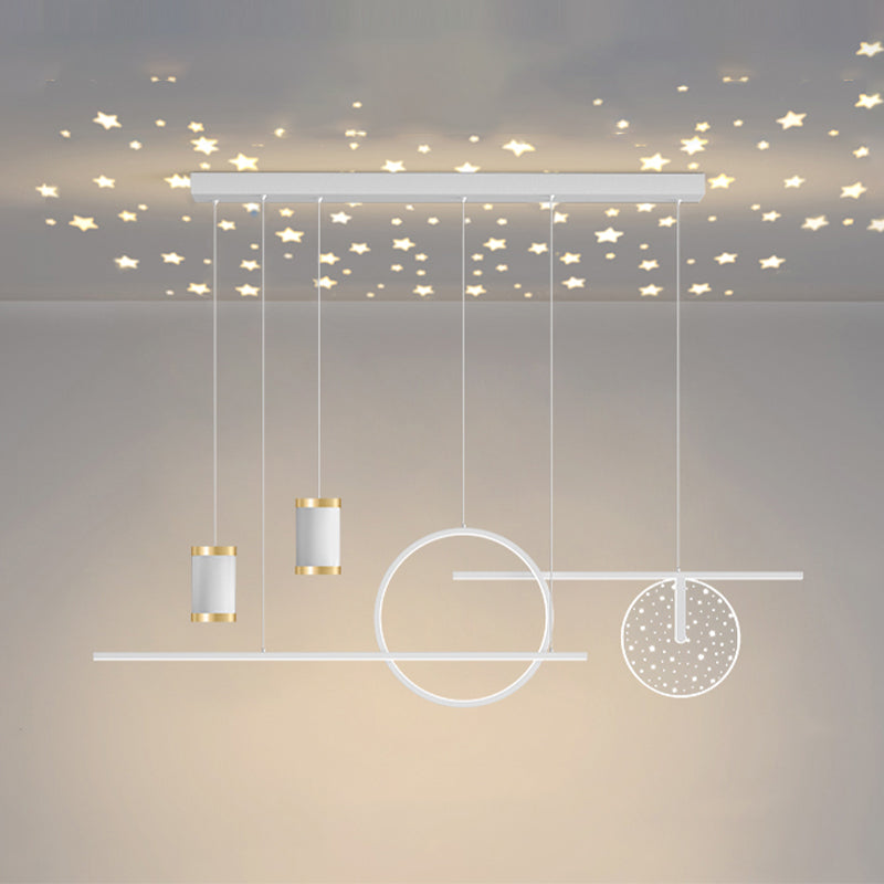 Modern Metal LED Ceiling Lamp Circle Shape Island Light with Plastic Shade for Living Room