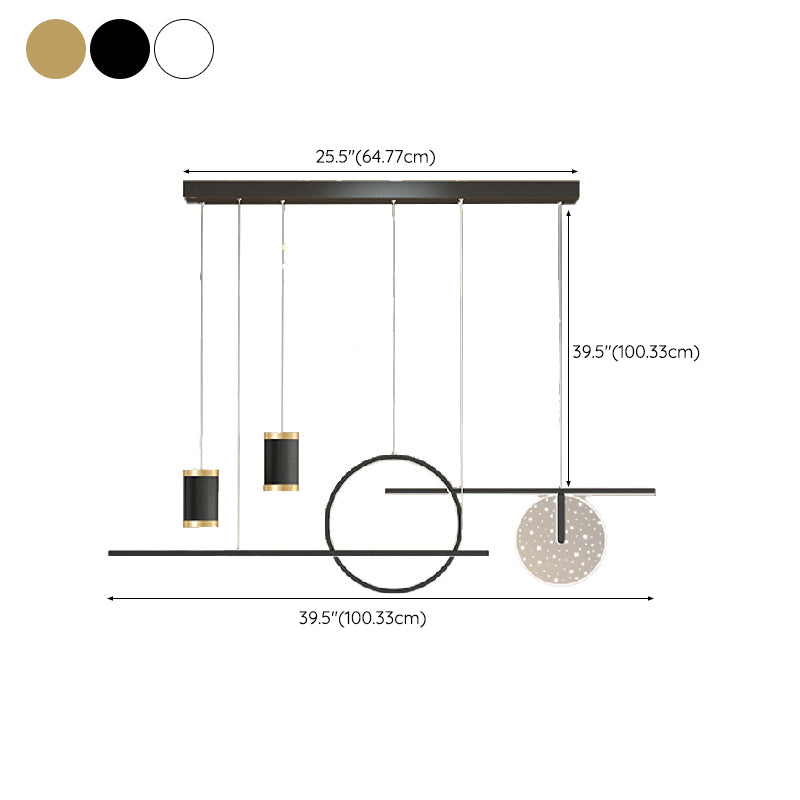 Modern Metal LED Ceiling Lamp Circle Shape Island Light with Plastic Shade for Living Room