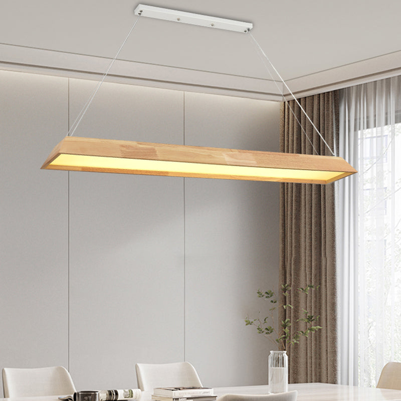 Modern Wood Pendant Light Geometric Shape Island Light with Acrylic Shade for Living Room
