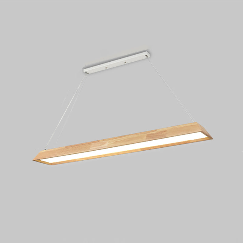 Modern Wood Pendant Light Geometric Shape Island Light with Acrylic Shade for Living Room