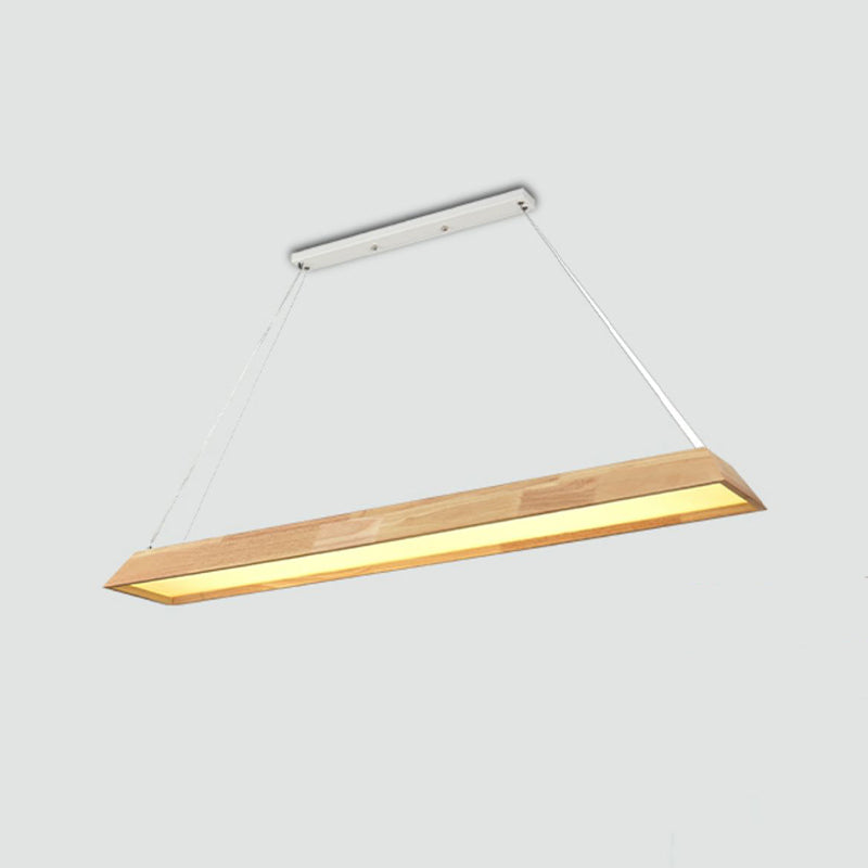 Modern Wood Pendant Light Geometric Shape Island Light with Acrylic Shade for Living Room